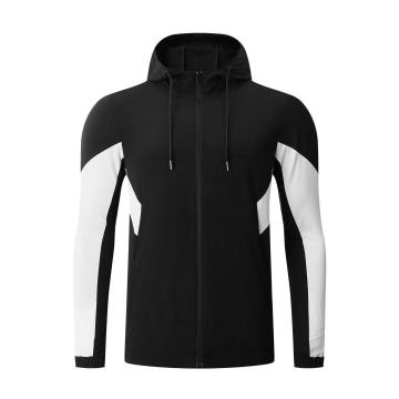 Outdoor Sports Hiking Woven  Breathable Water Repellence Windbreaker Men's Black Hooded Jacket